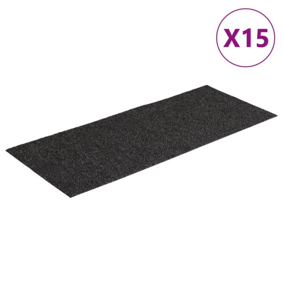 Alfombrilla autoadhesiva de escalera 15 uds antracita 60x25