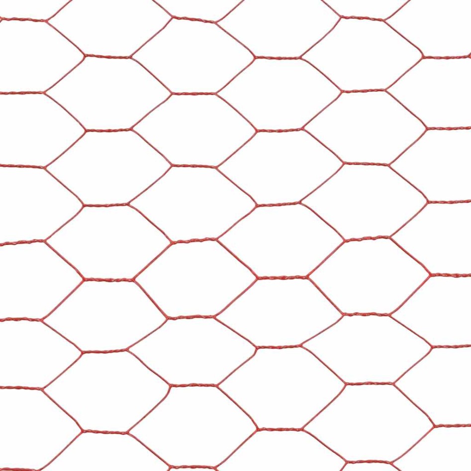 Alambrada de gallinero acero revestimiento PVC rojo 25x1