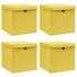 Cajas de almacenaje con tapas 4 uds tela amarillo 32x32x32