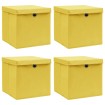 Cajas de almacenaje con tapas 4 uds tela amarillo 32x32x32 cm