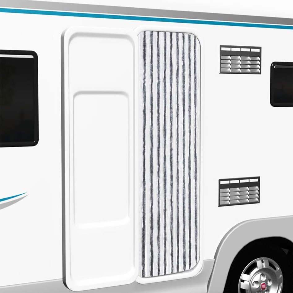 Cortina mosquitera gris y blanco chenilla 56x200