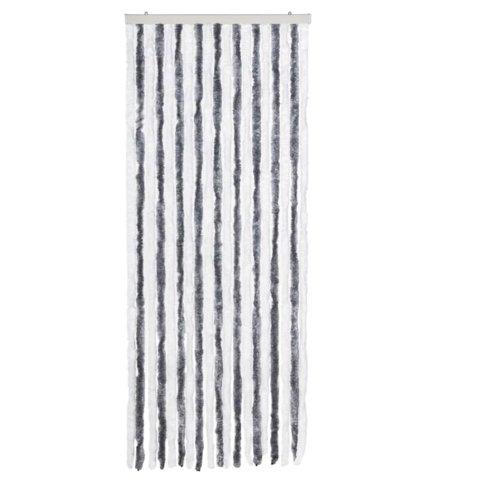 Cortina mosquitera gris y blanco chenilla 56x200