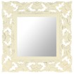 Espejo tallado a mano madera maciza de mango blanco 50x50 cm