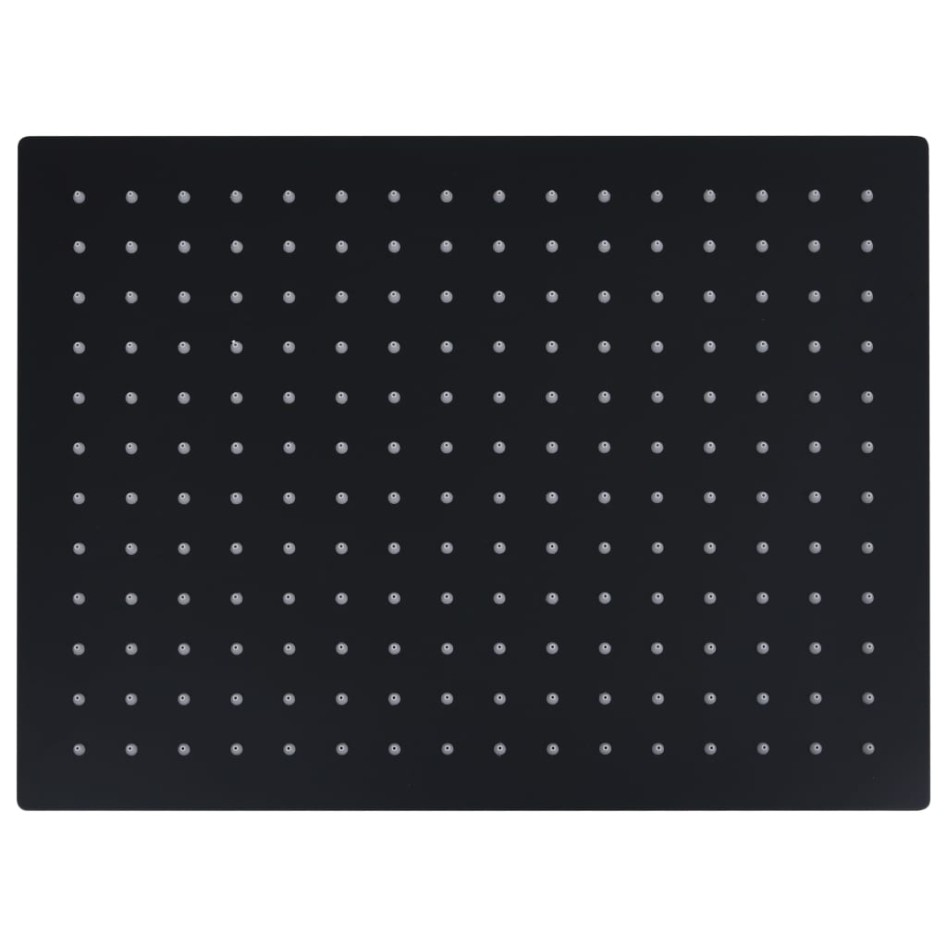 Cabezal ducha efecto lluvia acero inox cuadrado negro 40x30