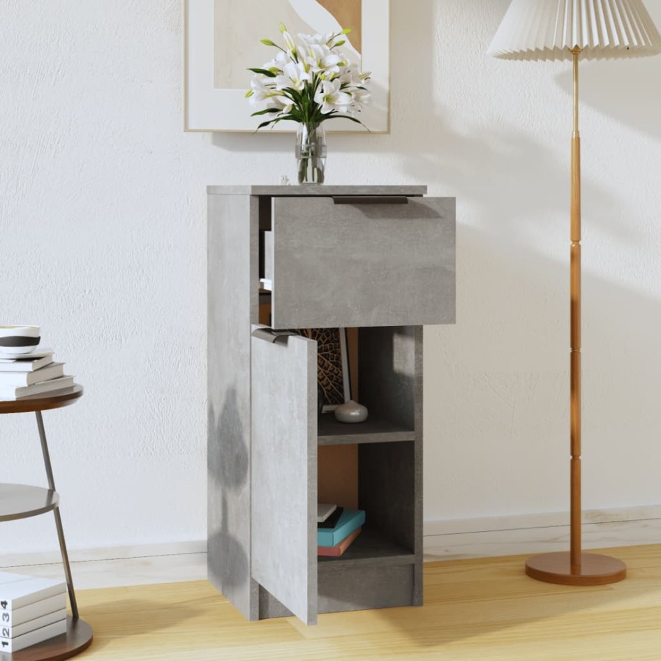 Aparador de madera contrachapada gris hormigón 30x30x70