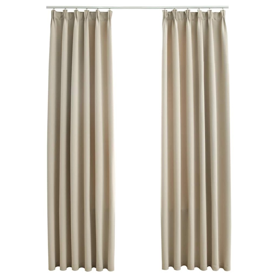 Cortinas opacas con ganchos 2 unidades beige 140x175