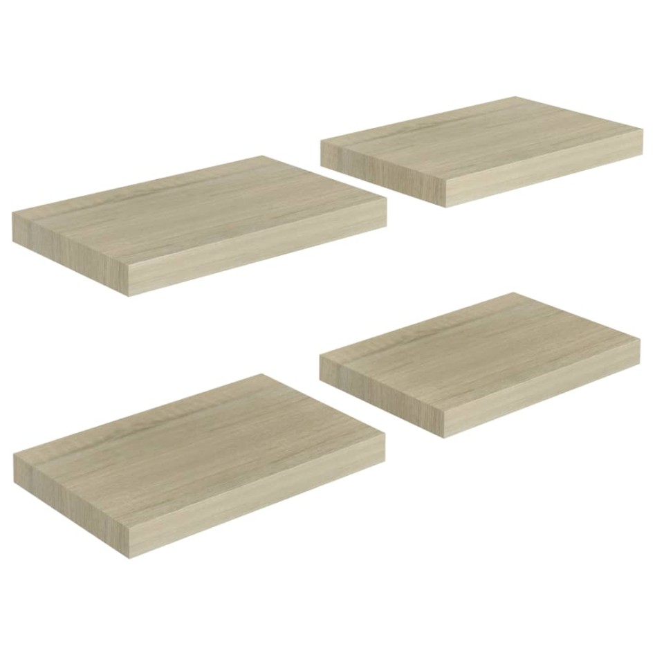 Estantes flotantes de pared 4 uds MDF roble 40x23x3,8
