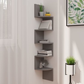 Estante de esquina de pared madera ingeniería gris 19x19x123