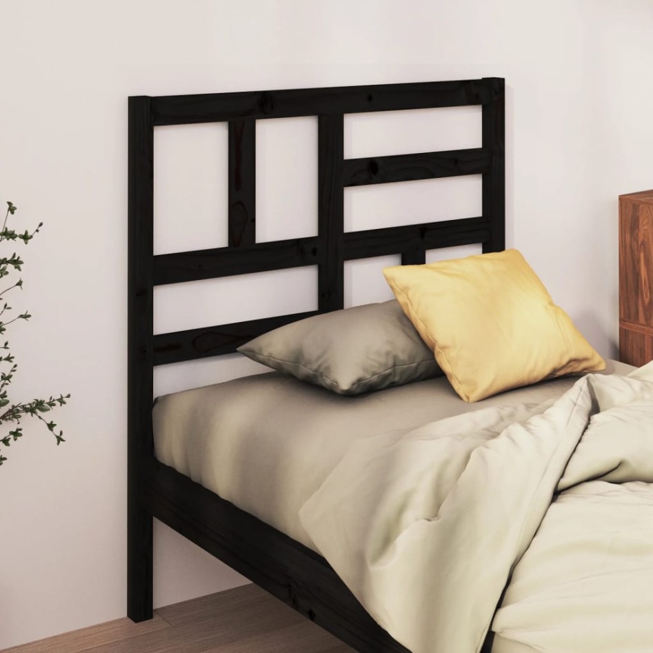 Cabecero de cama madera maciza de pino negro 81x4x104