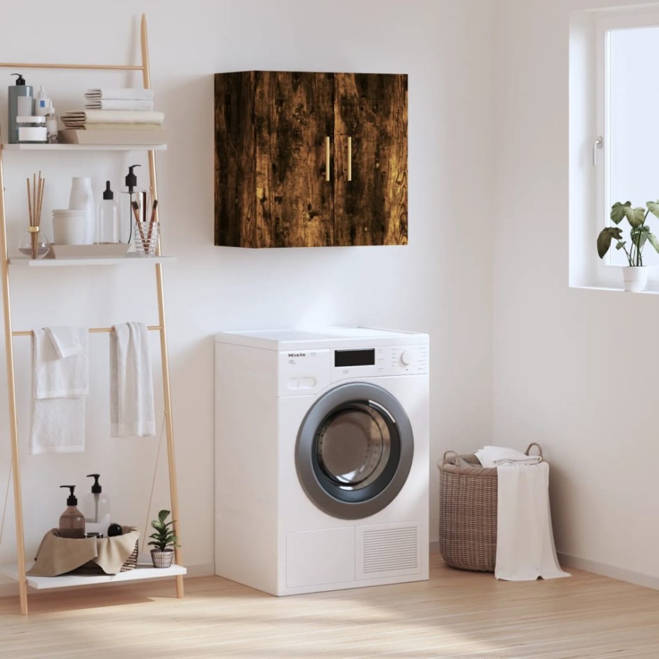 Armario de pared madera de ingeniería roble ahumado 60x31x60