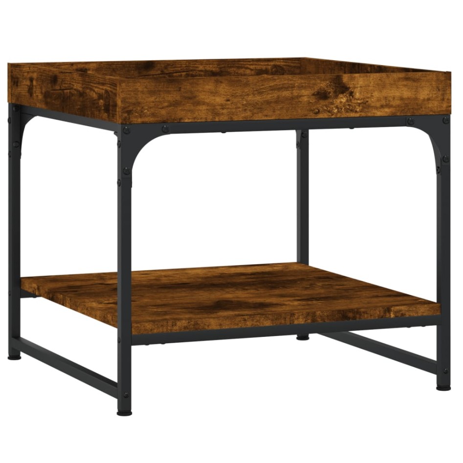 Mesa de centro madera ingeniería roble ahumado 49,5x49,5x45