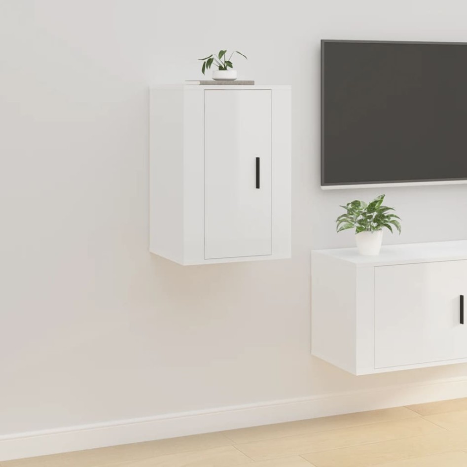 Muebles para TV de pared 2 uds blanco brillante 40x34,5x60