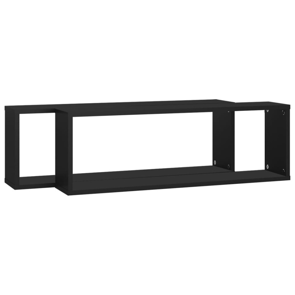 Estantes cubo de pared 2 uds contrachapado negro 80x15x26,5