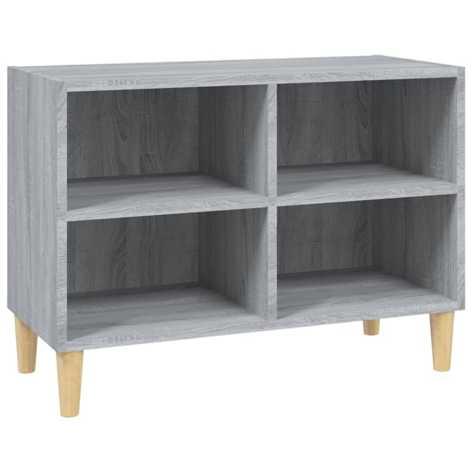 Mueble de TV con patas madera maciza gris Sonoma 69,5x30x50