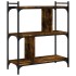 Librería 3 estantes madera ingeniería roble ahumado 76x32x88