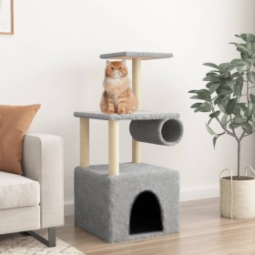 Árbol rascador gatos con postes de sisal gris claro 109,5