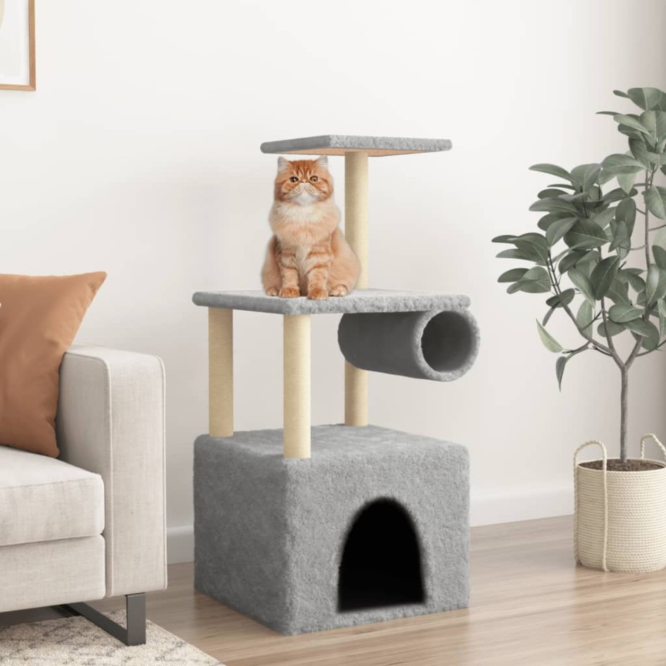 Árbol rascador gatos con postes de sisal gris claro 109,5