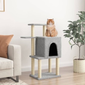 Rascador para gatos con postes de sisal gris claro 97