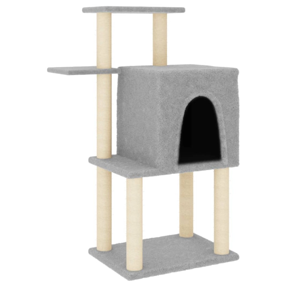 Rascador para gatos con postes de sisal gris claro 97