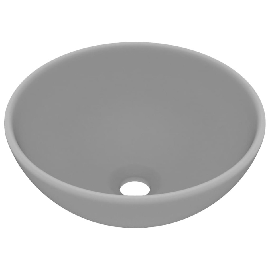 Lavabo de lujo redondo cerámica gris claro mate 32,5x14