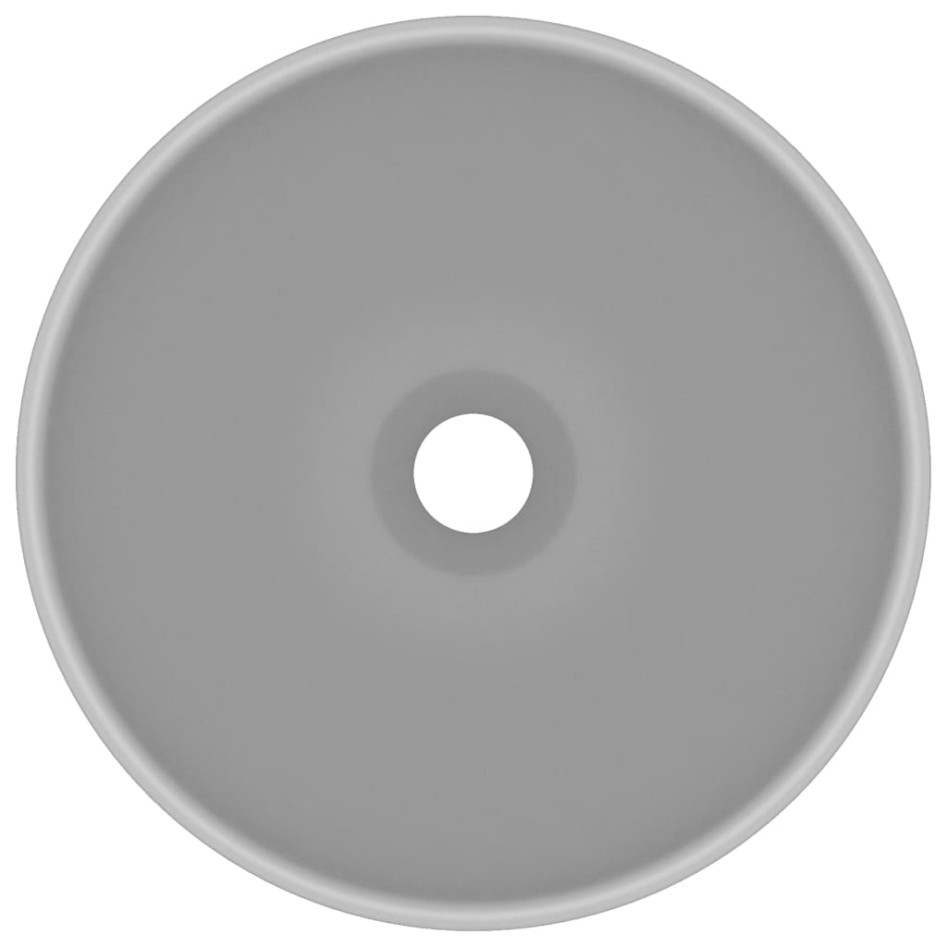 Lavabo de lujo redondo cerámica gris claro mate 32,5x14