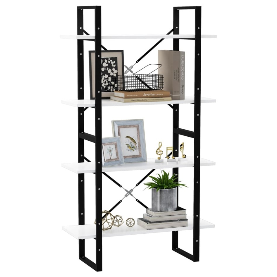 Estantería de 4 niveles madera contrachapada blanco