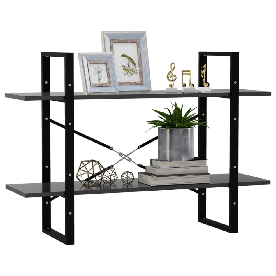 Estantería de 2 niveles madera contrachapada gris 100x30x70