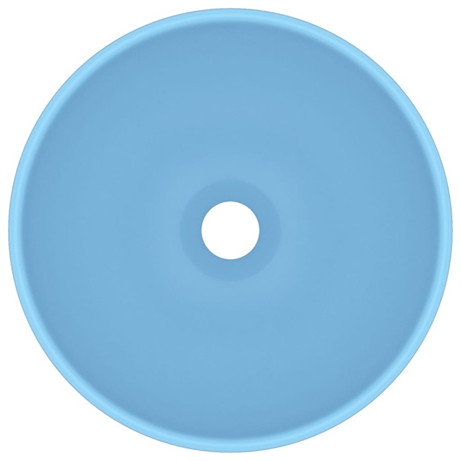 Lavabo de lujo redondo cerámica azul claro mate 32,5x14