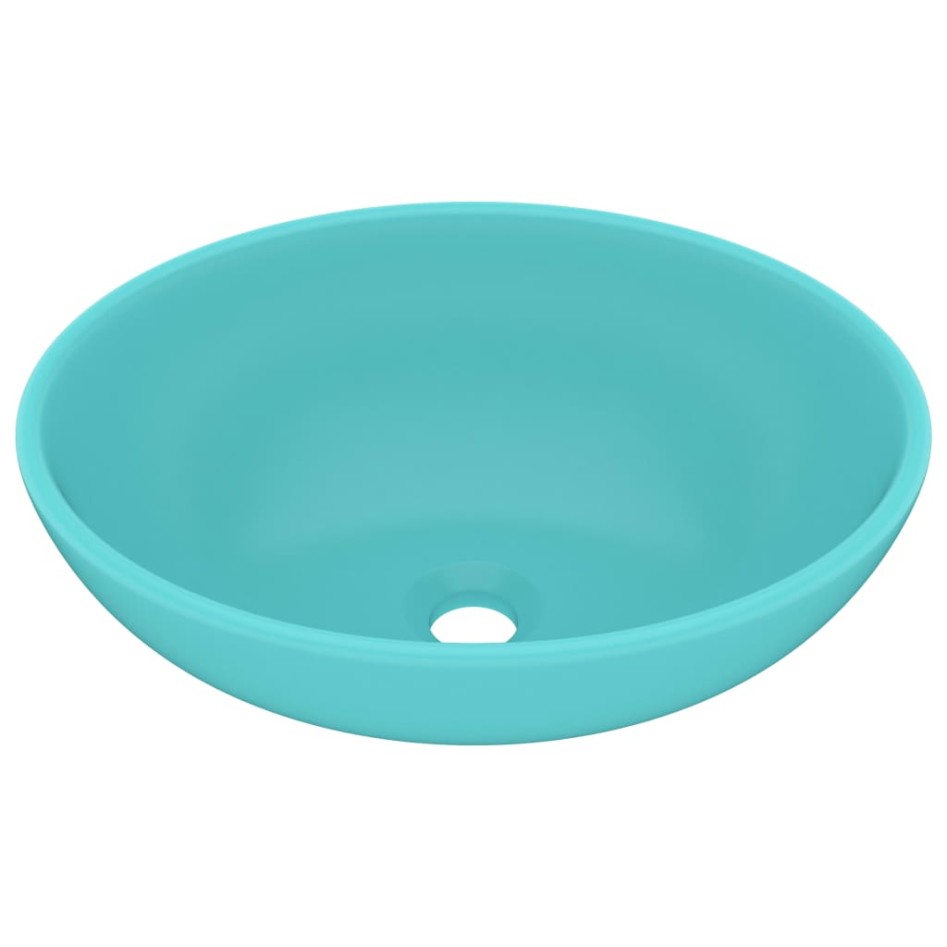 Lavabo de lujo ovalado cerámica verde claro mate 40x33