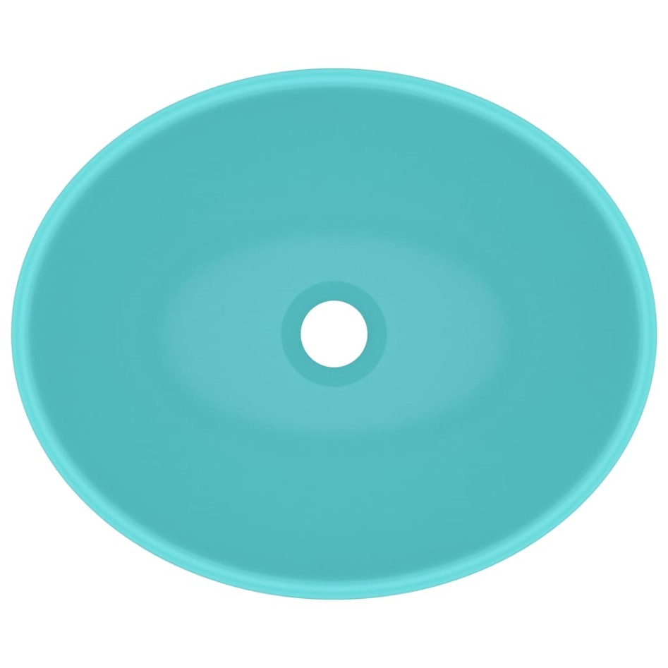 Lavabo de lujo ovalado cerámica verde claro mate 40x33