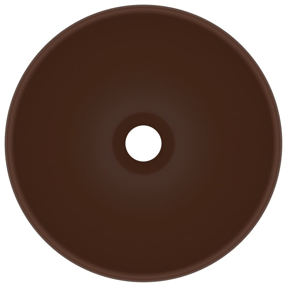 Lavabo de lujo redondo cerámica marrón oscuro mate 32,5x14