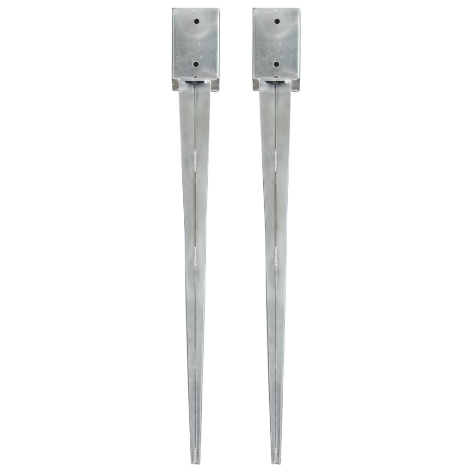 Picas de tierra 2 uds acero galvanizado plateado 9x9x90