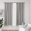 Cortinas opacas con ganchos look de lino 2 pzas gris 140x175 cm