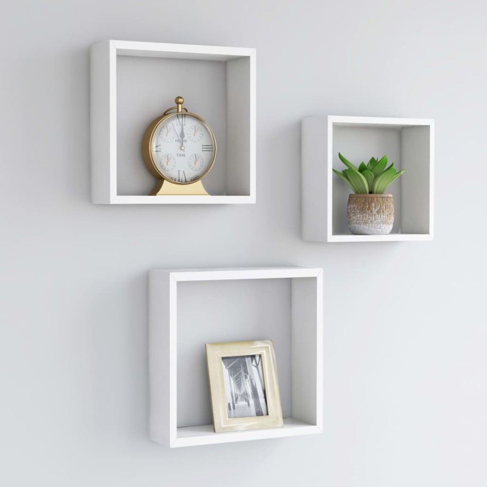 Estantes cubo de pared 3 unidades MDF