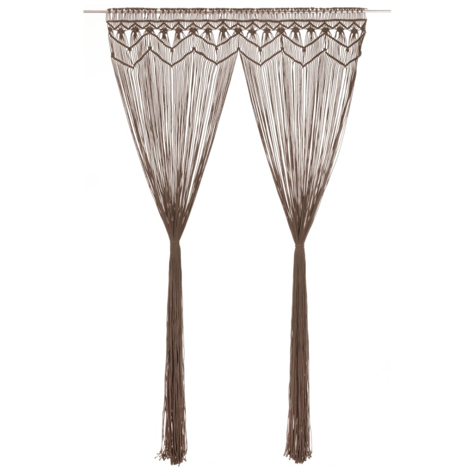 Cortina de macramé algodón gris taupé 140x240