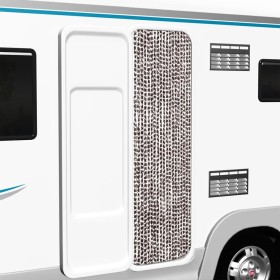 Cortina mosquitera de chenilla marrón y blanca 56x185