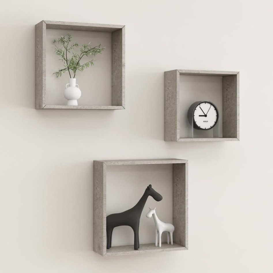 Estantes cubo de pared 3 unidades gris