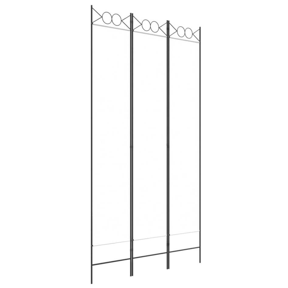 Biombo divisor de 3 paneles de tela blanco 120x220
