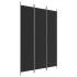 Biombo divisor de 3 paneles de tela negro 150x220
