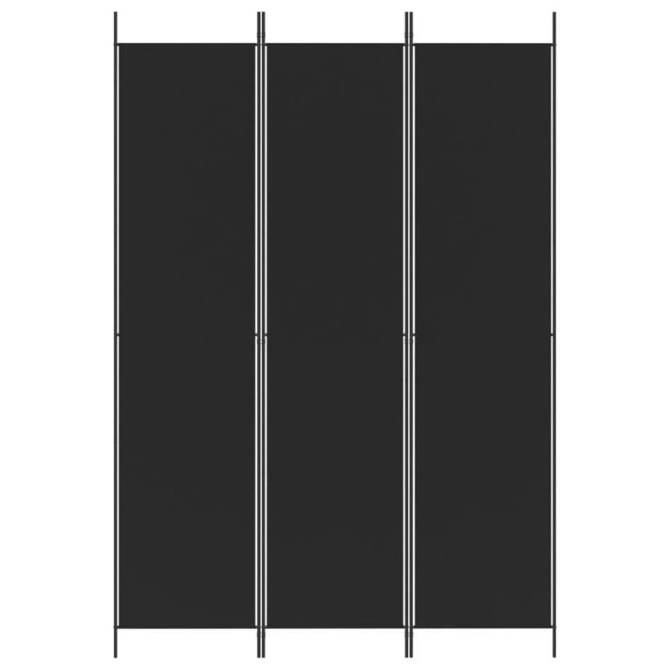 Biombo divisor de 3 paneles de tela negro 150x220
