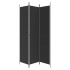 Biombo divisor de 3 paneles de tela negro 150x220