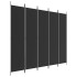 Biombo divisor de 5 paneles de tela negro 250x220