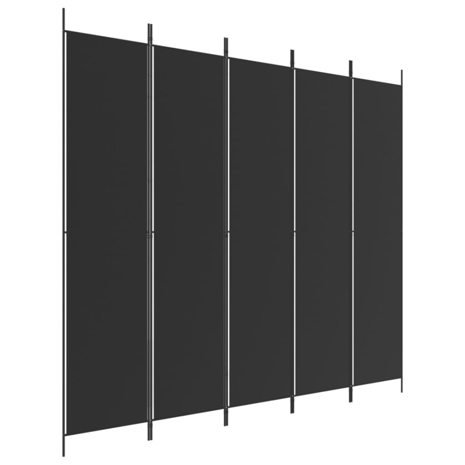 Biombo divisor de 5 paneles de tela negro 250x220