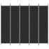 Biombo divisor de 5 paneles de tela negro 250x220