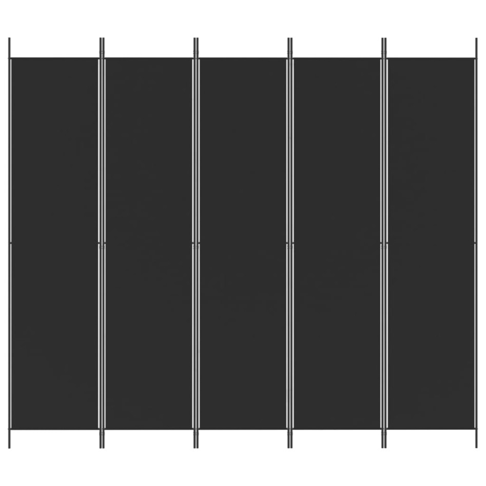 Biombo divisor de 5 paneles de tela negro 250x220