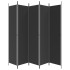 Biombo divisor de 5 paneles de tela negro 250x220