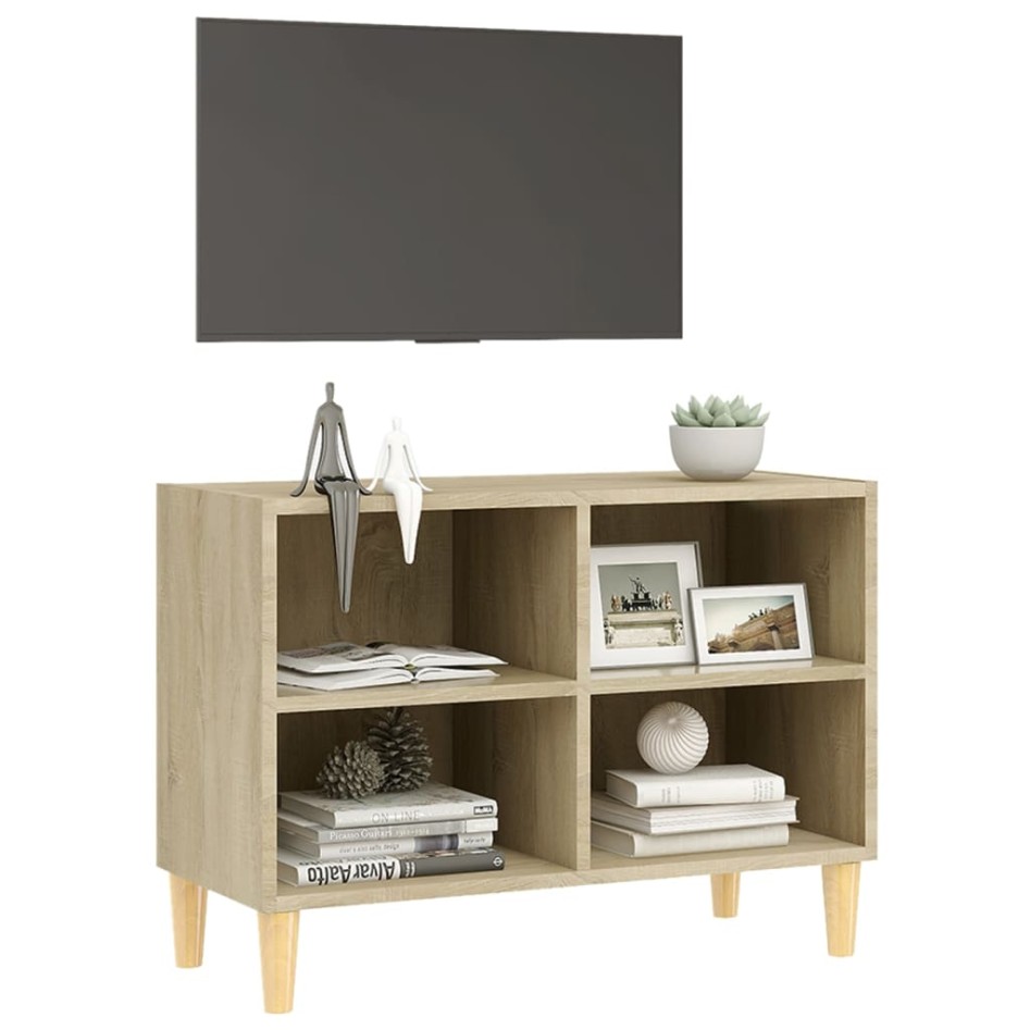 Mueble de TV patas de madera maciza roble Sonoma