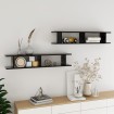 Estantes de pared 2 uds madera contrachapada negro 105x18x20 cm