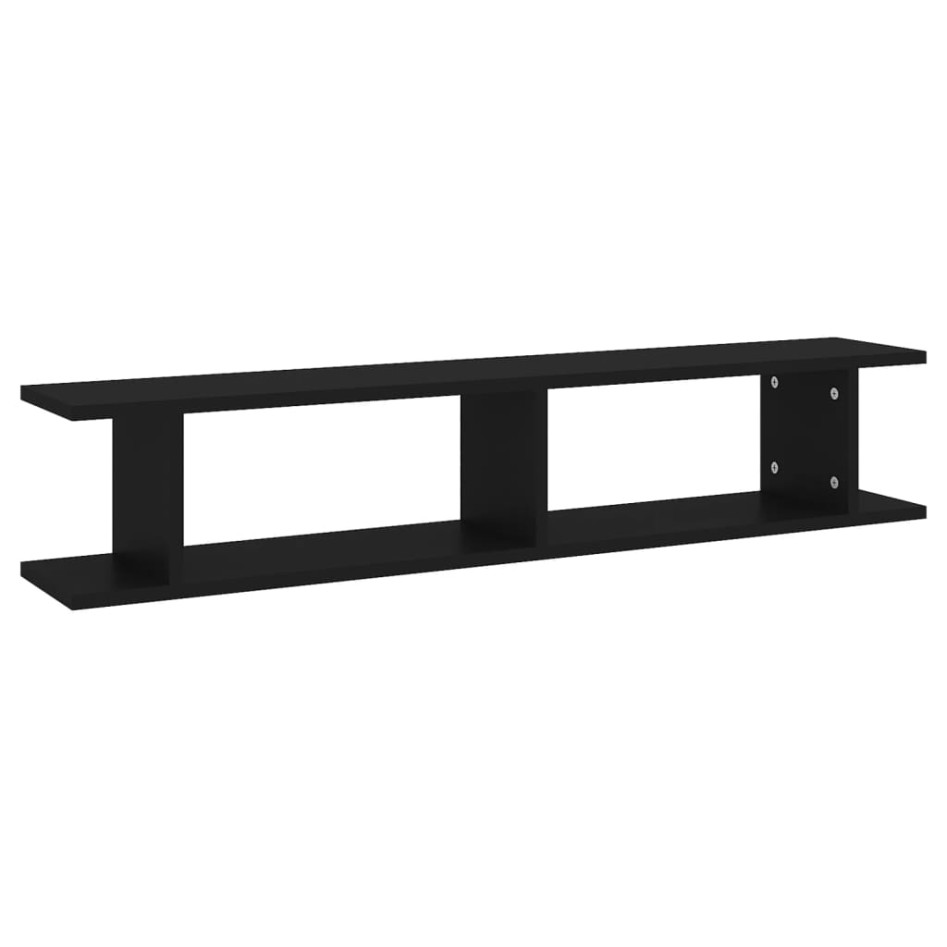 Estantes de pared 2 uds madera contrachapada negro 105x18x20