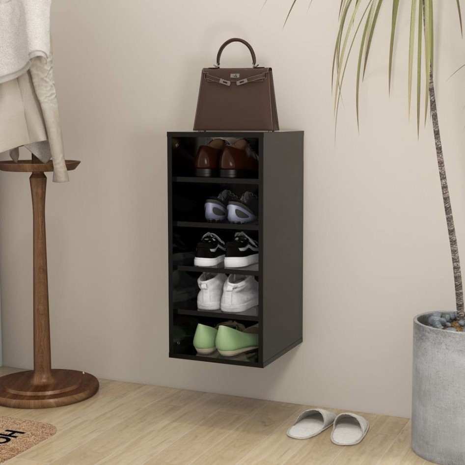 Mueble zapatero de madera contrachapada negro 31,5x35x70